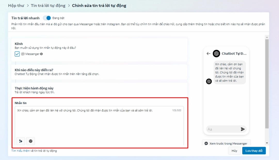 Soạn tin nhắn trả lời tự động
