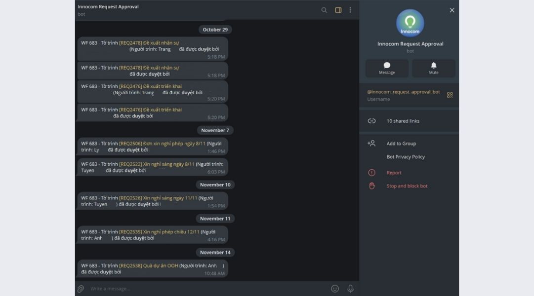Bot phê duyệt yêu cầu tự động