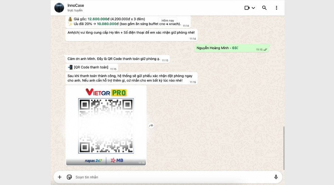 Chatbot tự động báo giá và gửi thông tin thanh toán