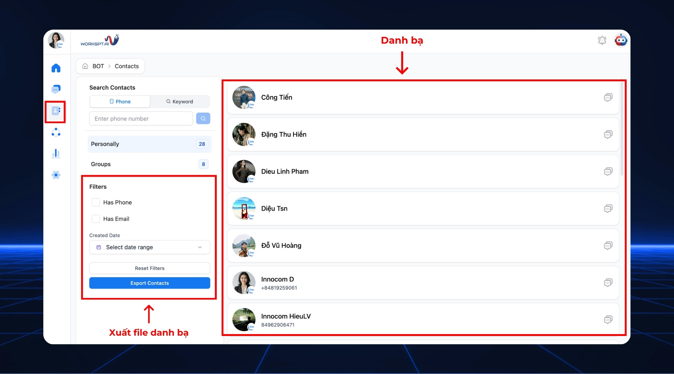 Quản lý dữ liệu danh bạ tập trung 