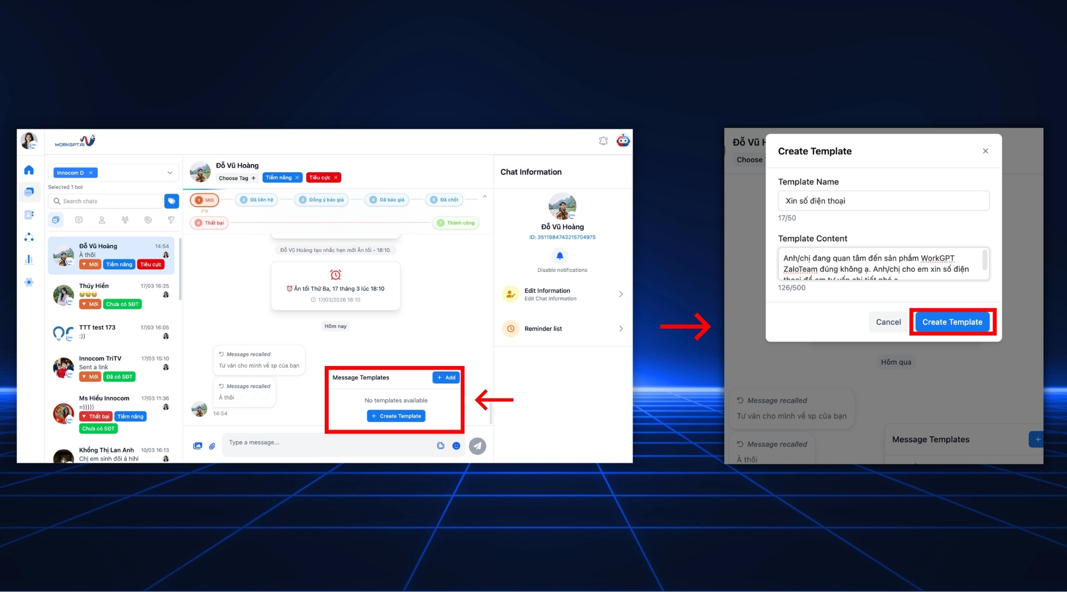 Thao tác nhanh với thư viện tin nhắn mẫu