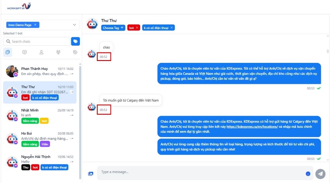 WorkGPT Chatbot AI chăm khách ngay cả ban đêm