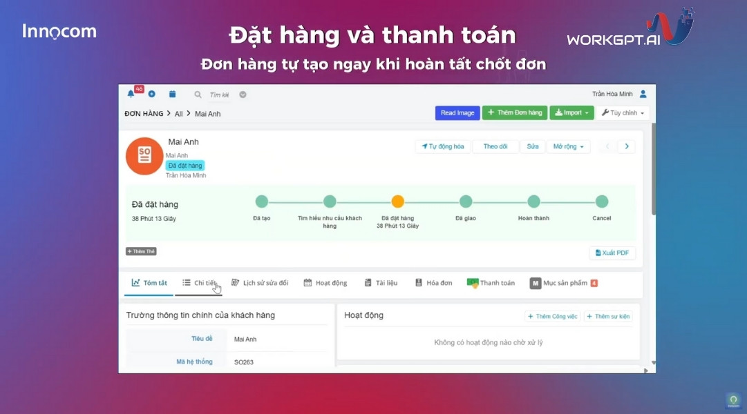 Chatbot tạo đơn hàng và cập nhật dữ liệu kho tự động