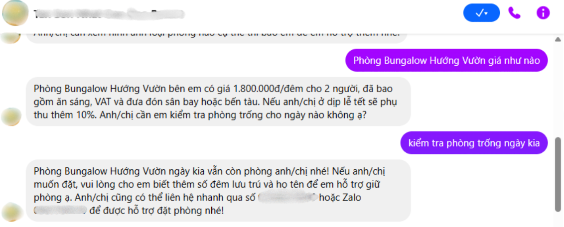 Chatbot báo giá cho khách tự động