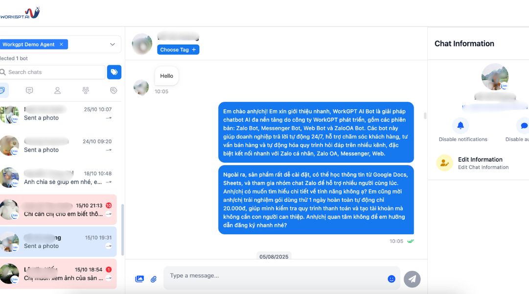 Nhân viên có thể chat với khách qua portal