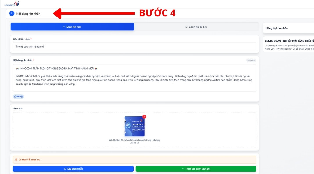 Soạn nội dung tin nhắn gửi hàng loạt