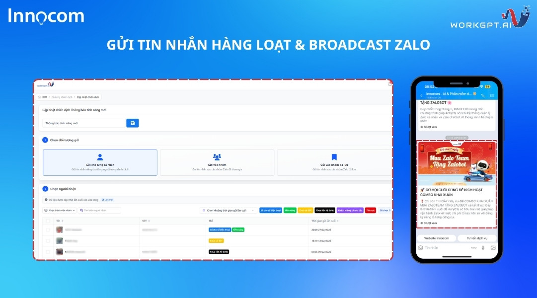 Gửi tin nhắn hàng loạt & Broadcast Zalo
