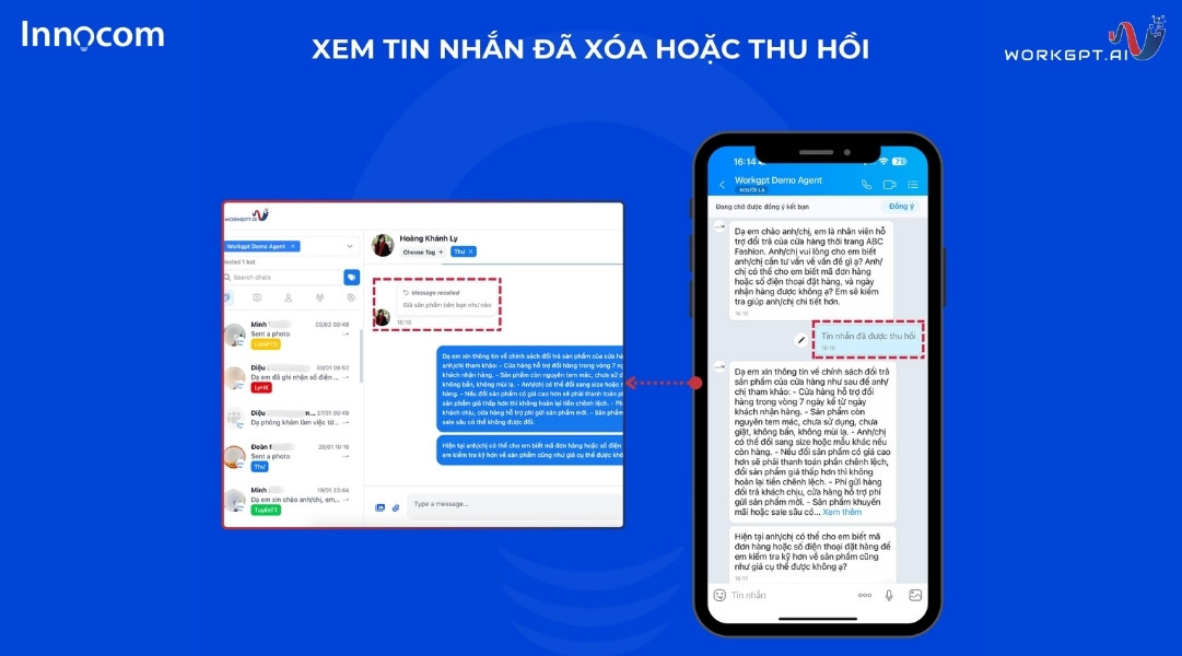 Lưu trữ tin nhắn đã xóa hoặc thu hồi