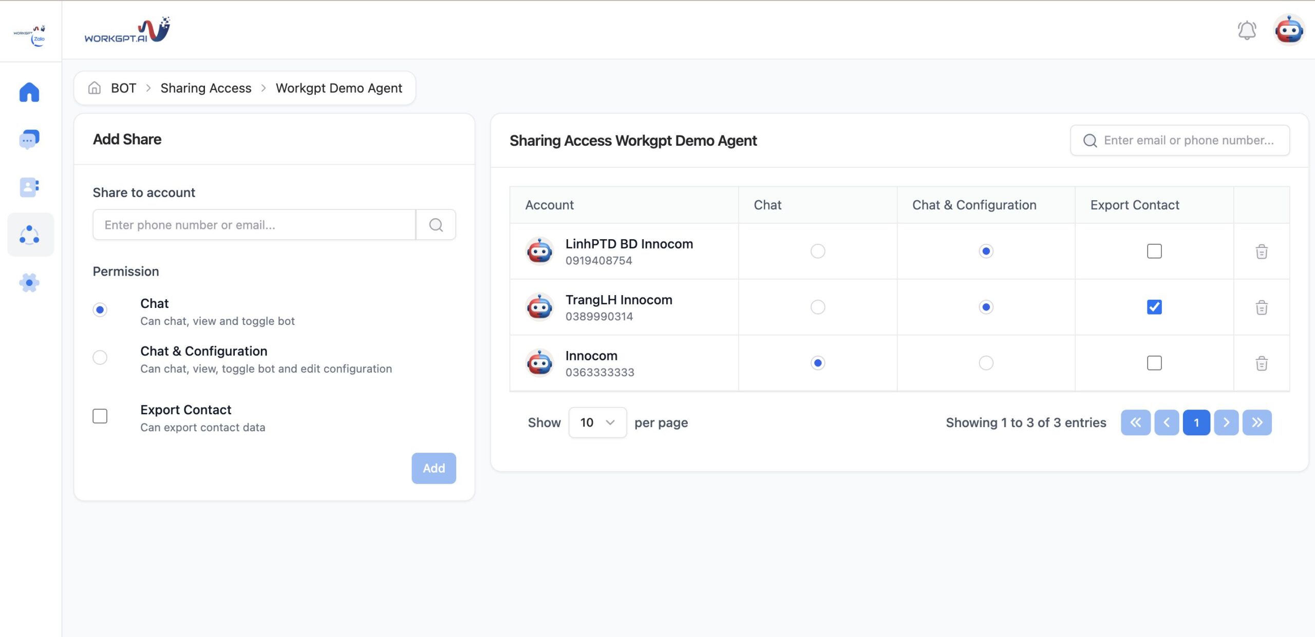Phân quyền người dùng chi tiết