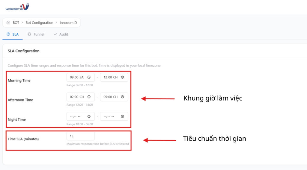 Thiết lập cấu hình SLA