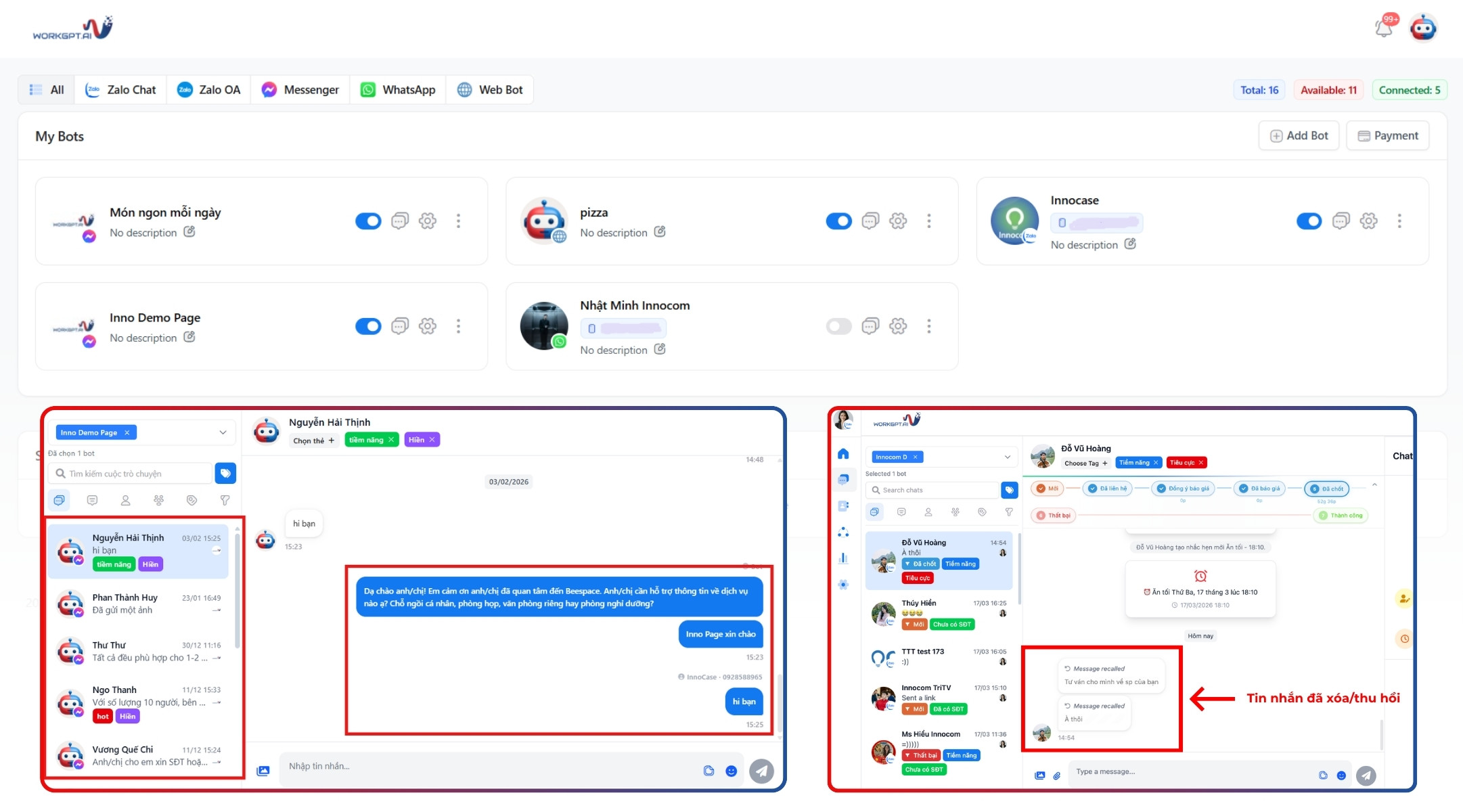 WorkGPT ZaloTeam quản trị tập trung