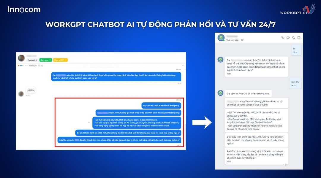 WorkGPT Chatbot AI tự động phải hồi và tư vấn