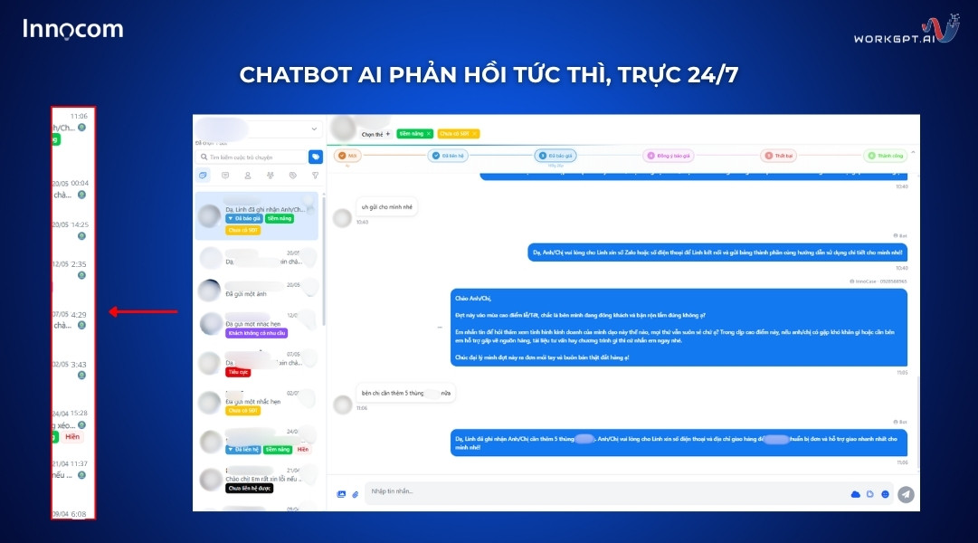 Chatbot AI phản hồi tức thì, trực 24/7