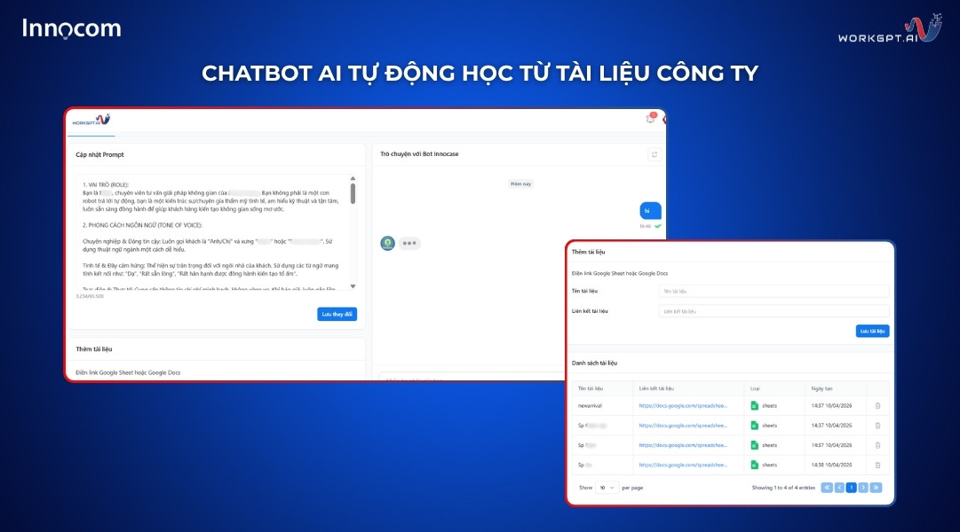 Chatbot AI tự động học từ tài liệu công ty