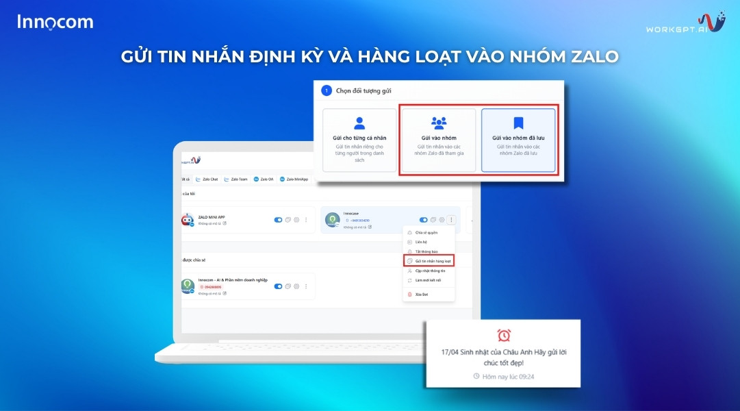 Gửi tin nhắn hàng loạt vào nhóm Zalo