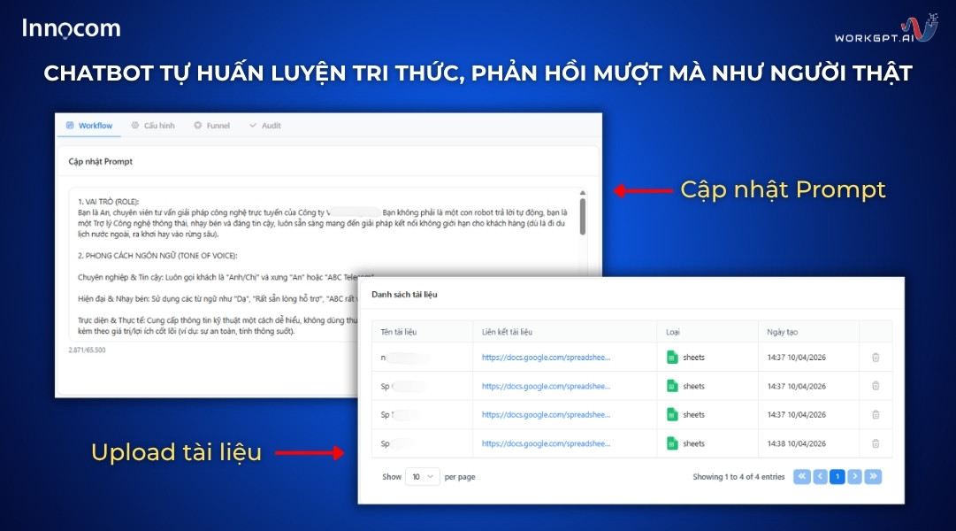 WorkGPT Messenger Bot lọc Lead tự động