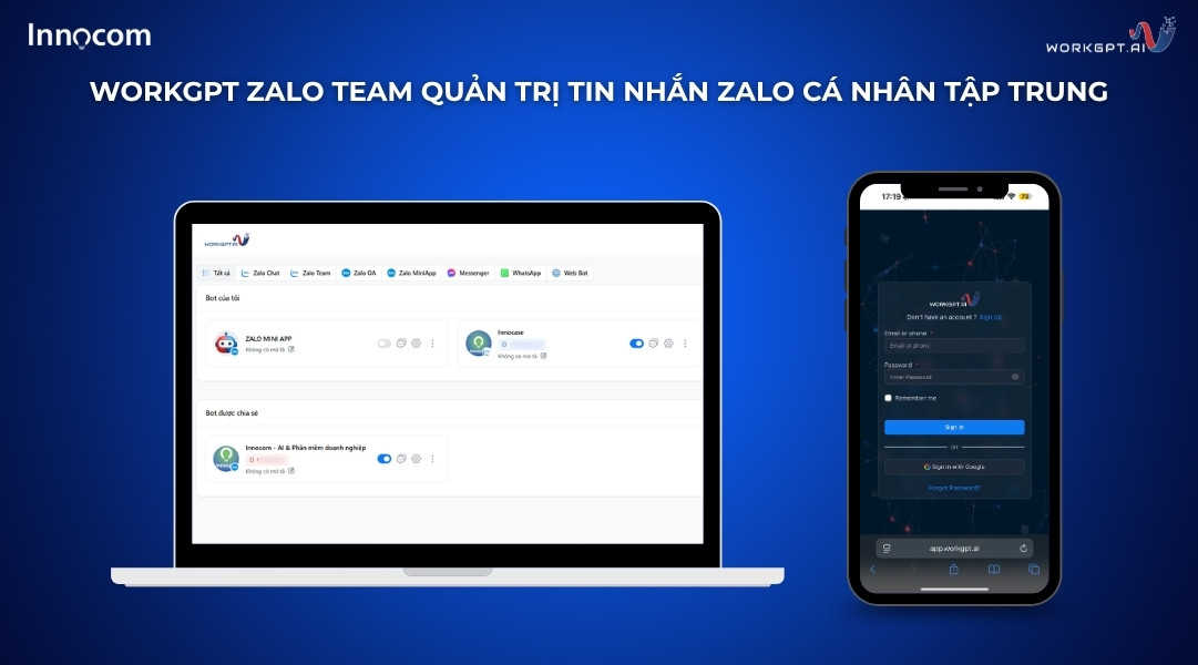 WorkGPT Zalo Team quản trị tin nhắn Zalo cá nhân tập trung