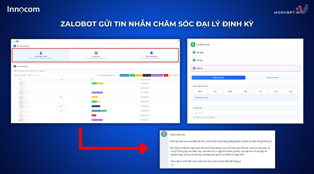 ZaloBot gửi tin nhắn chăm sóc đại lý định kỳ