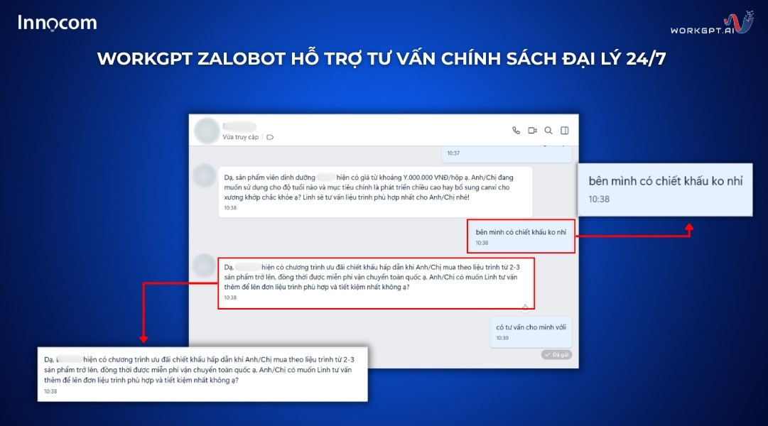 ZaloBot hỗ trợ tư vấn chính sách đại lý