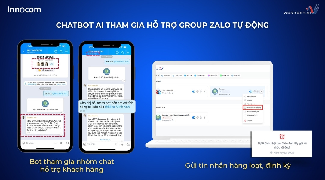 Chatbot AI tham gia hỗ trợ Group Zalo tự động