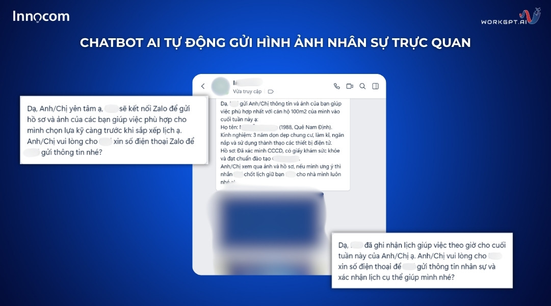 Chatbot AI tự động gửi hình ảnh nhân sự trực quan