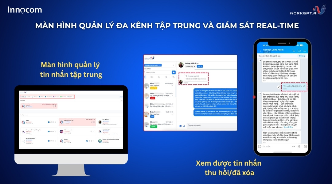 Màn hình quản lý đa kênh tập trung và giám sát Real-time