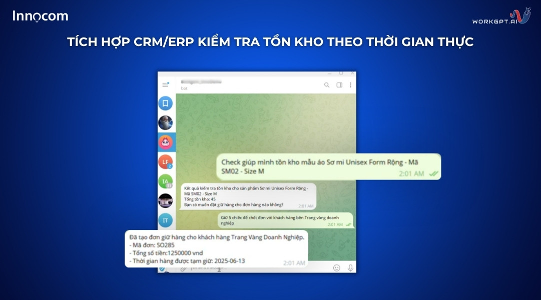 Tích hợp CRM/ERP kiểm tra tồn kho theo thời gian thực