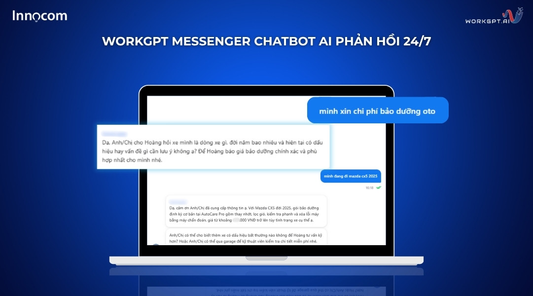 Ảnh chụp màn hình Chatbot AI phản hồi 24/7