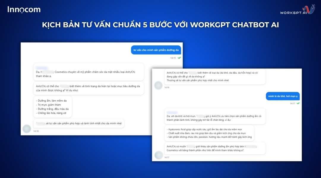 Ảnh chụp màn hình Chatbot AI tư vấn theo luồng hội thoại tự động