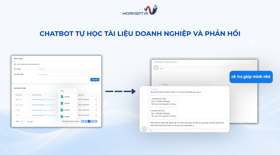 Chatbot tự học tài liệu doanh nghiệp và phản hồi