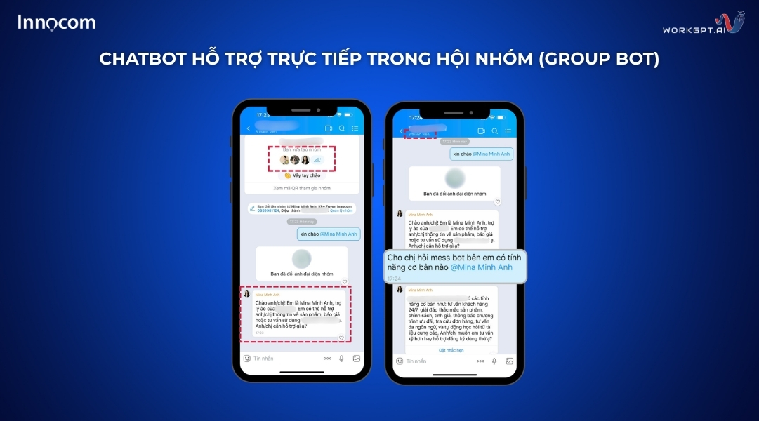 Chatbot hỗ trợ trực tiếp trong hội nhóm (Group Bot)