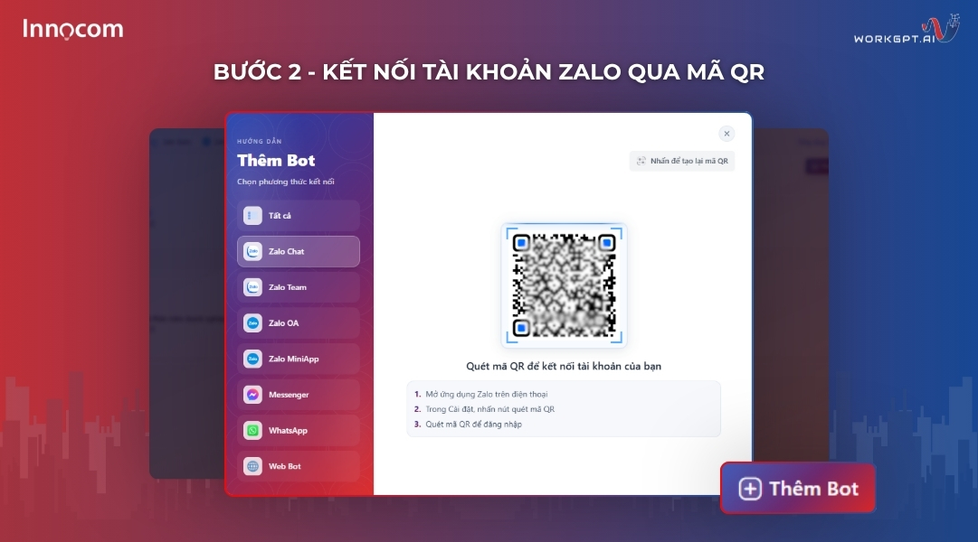 Kết nối tài khoản Zalo qua mã QR