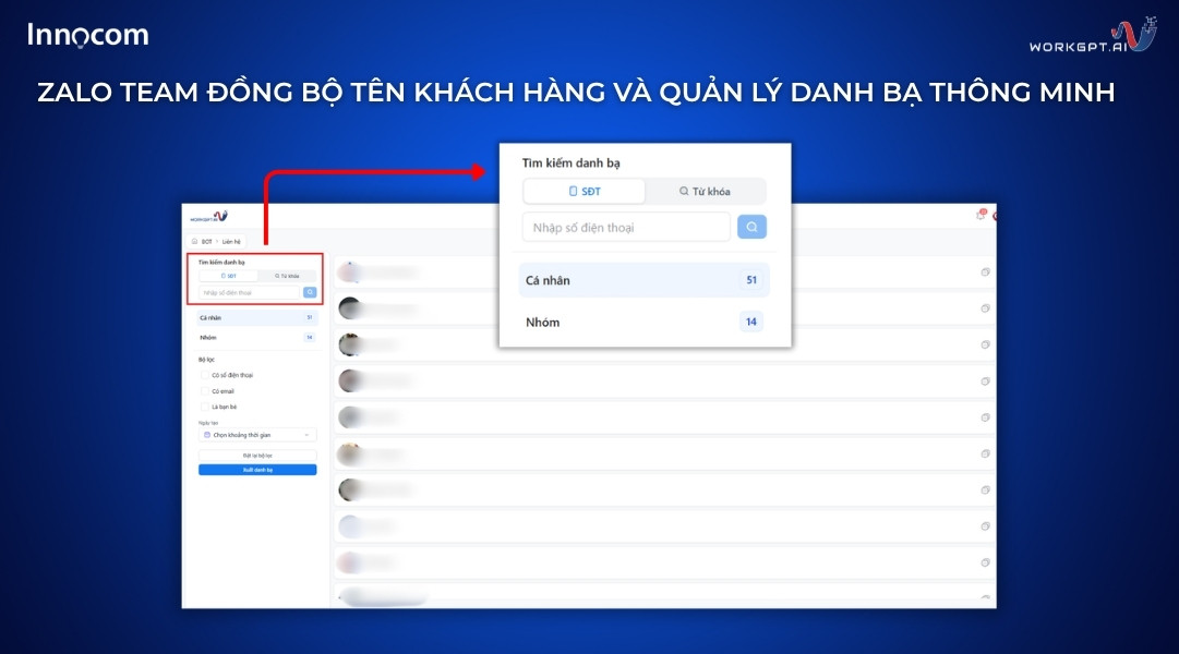 Zalo Team đồng bộ tên khách hàng và quản lý danh bạ