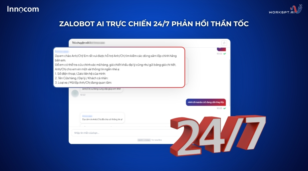ZaloBot AI trực chiến 24/7 phản hồi thần tốc