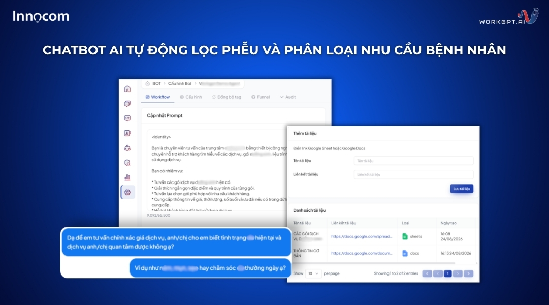 Chatbot AI tự động lọc phễu và phân loại nhu cầu bệnh nhân