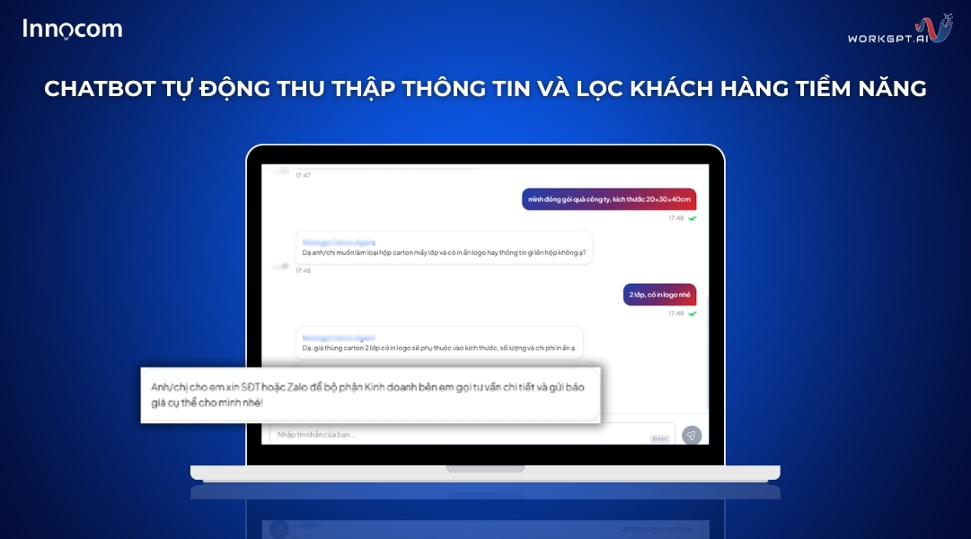 Chatbot tự động thu thập thông tin và lọc khách hàng tiềm năng