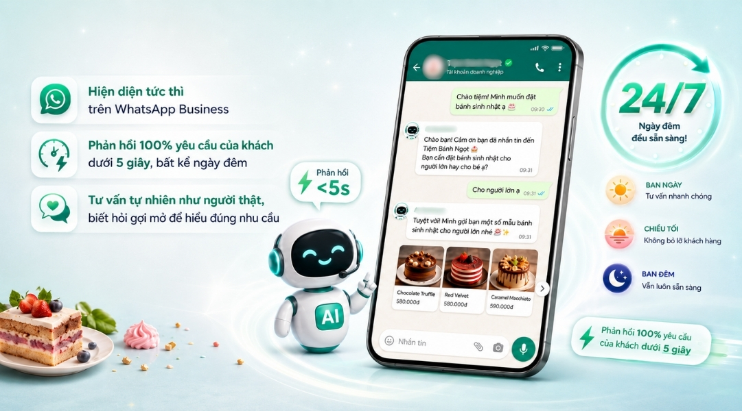 Trợ lý ảo Chatbot AI trực chiến 24/7 phản hồi thần tốc