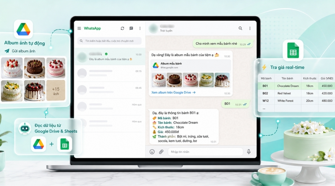 WhatsAppBot đọc hiểu dữ liệu từ Google Drive và Google Sheets