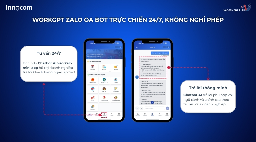 WorkGPT Zalo OA Bot trực chiến 24/7, không nghỉ phép