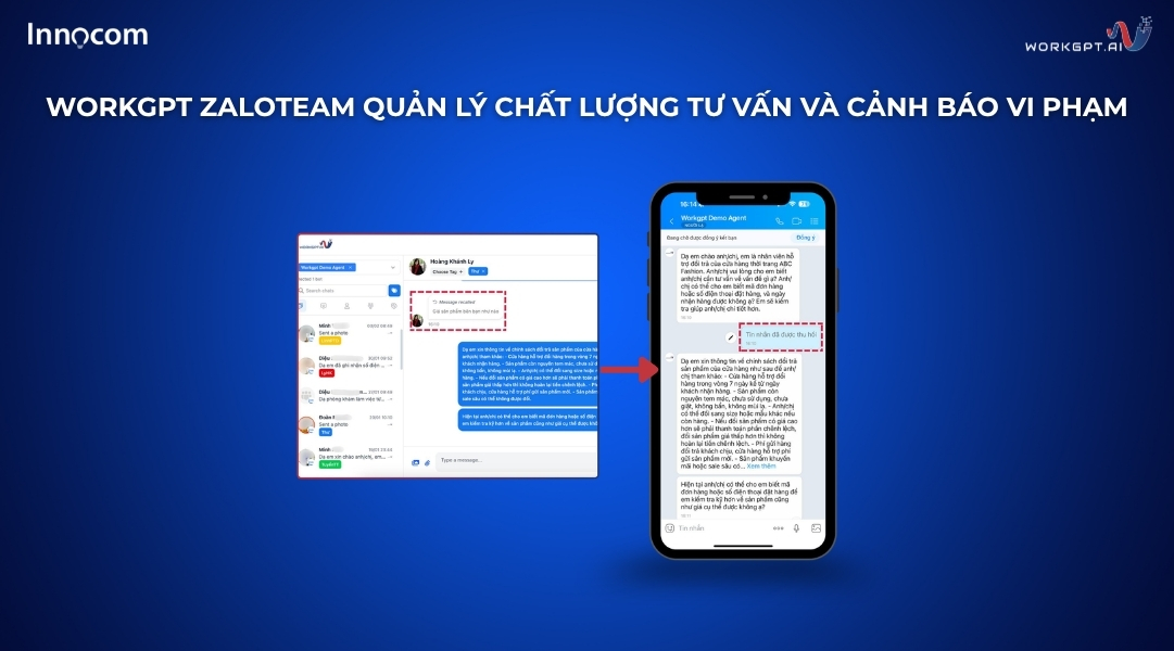 WorkGPT ZaloTeam quản lý chất lượng tư vấn và cảnh báo vi phạm