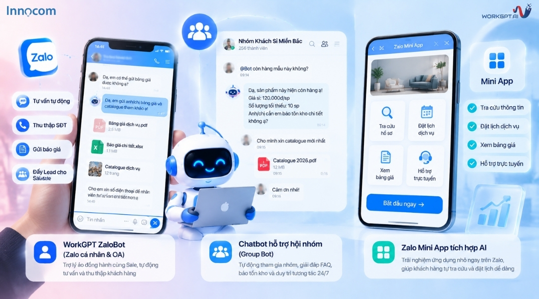 Các mô hình WorkGPT Chatbot AI trên Zalo