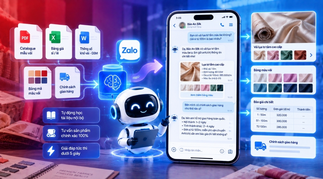 Chatbot AI tự động học tài liệu nội bộ và tư vấn 24/7