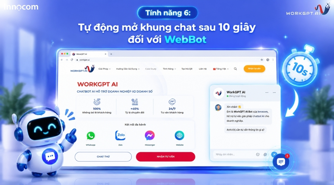 Tự động mở khung chat sau 10 giây