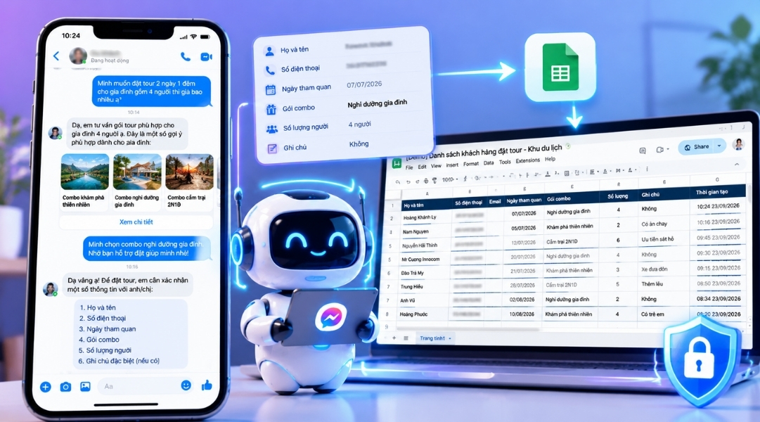WorkGPT MessBot đồng bộ dữ liệu về file Excel