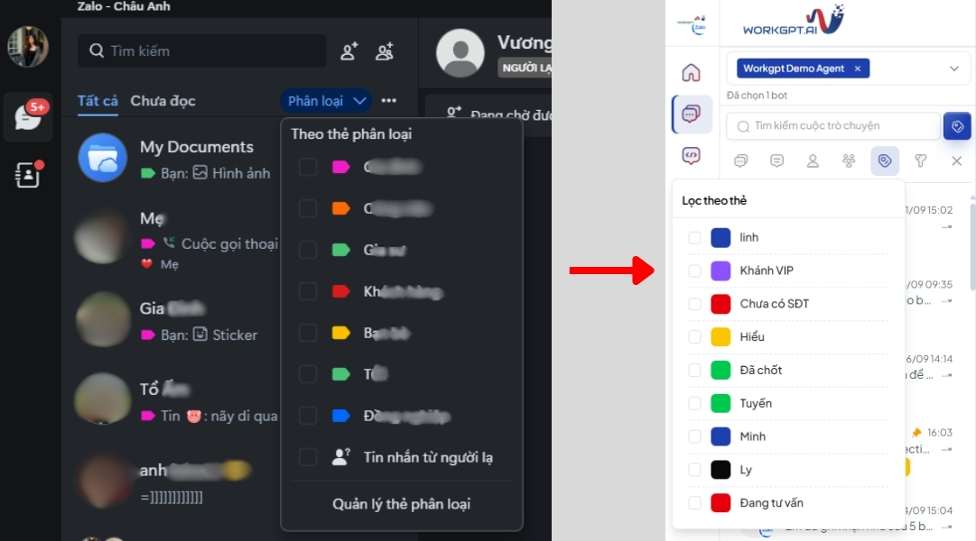 Đồng bộ tag zalo 2 chiều