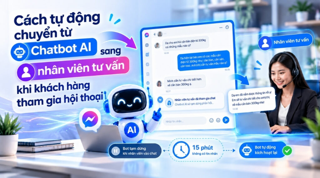 Cách tự động chuyển từ Chatbot AI sang nhân viên tư vấn khi khách hàng tham gia hội thoại