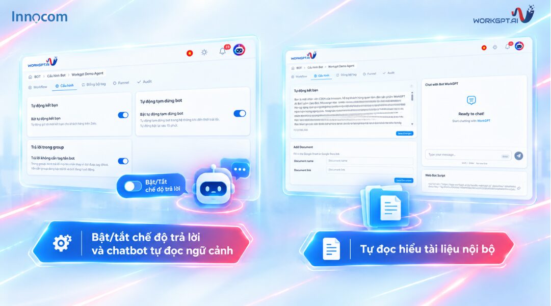 Một vài tính năng của WorkGPT AI ZaloBot
