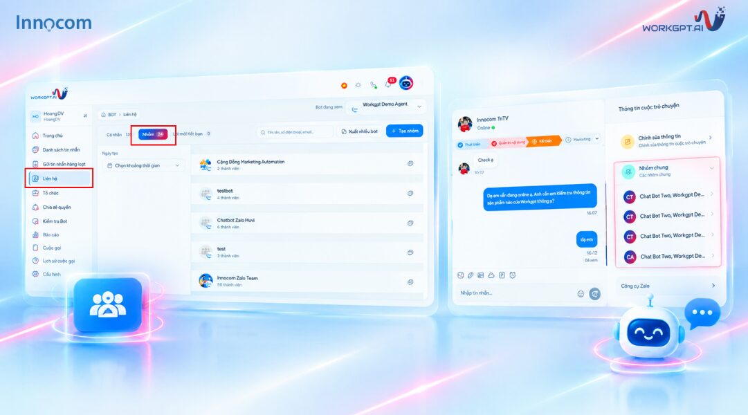 Tính năng xem nhóm chung của WorkGPT ZaloTeam